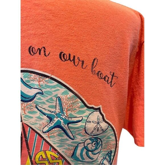 Simply Southern Women's M Orange Nautical Graphic T-Shirt Casual, Nautical - Picture 4 of 8